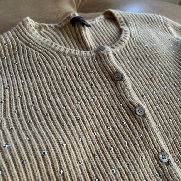 Wool Cashmere Ribbed Knit Cardigan Sweater Quiet Luxury Minimalist Ann Taylor, M - Picture 10 of 15